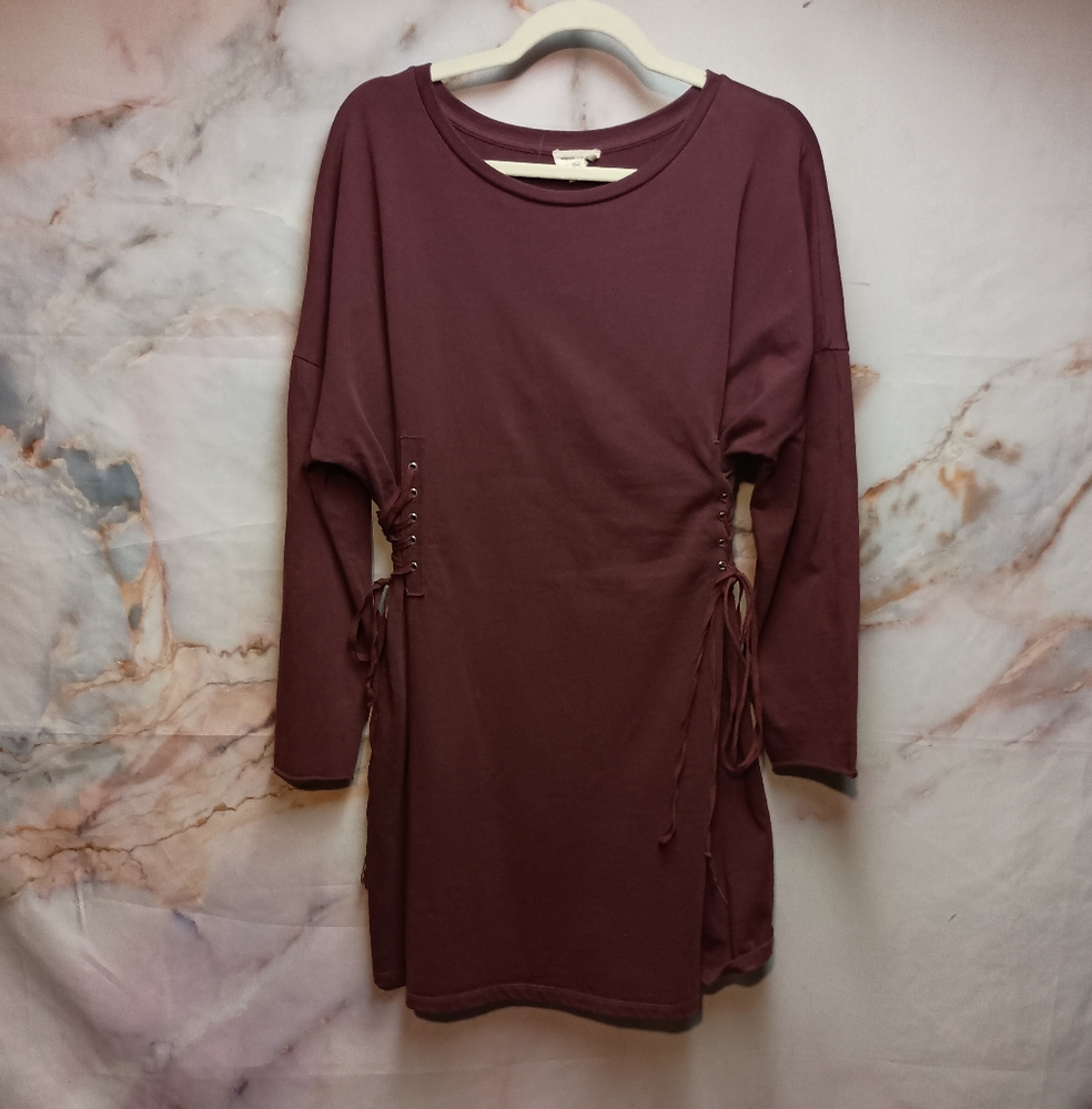 Silence + Noise Burgundy Lace Up‎ Dress